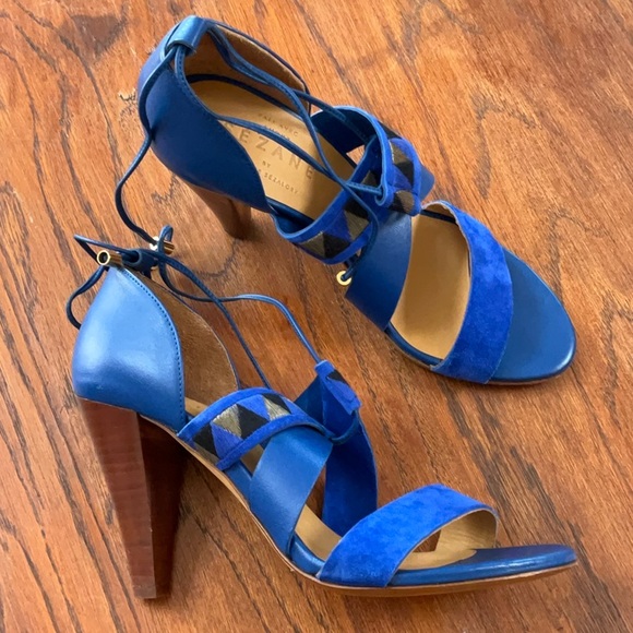 Sezane Blue Strappy Heels
